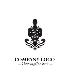 Black and White Barbershop Logo in Classic Vintage Vector Design for Modern Grooming and Style