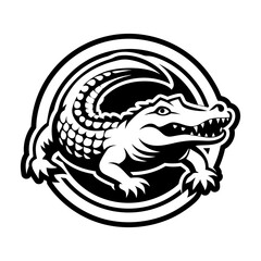 A filled style icon representing an alligator logo