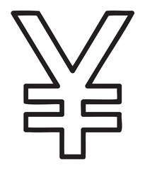 Obraz premium Black outline of a yen currency symbol featuring a vertical line intersecting two horizontal bars.