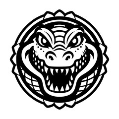 A glyph style icon showing a crocodile mascot