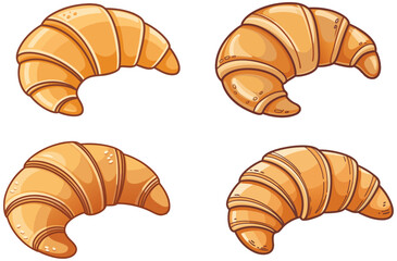 Fresh butter croissant pastry illustration for bakery menu and breakfast food design