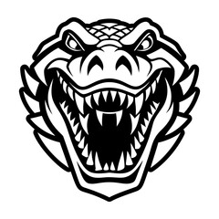 A glyph style icon showing a crocodile logo