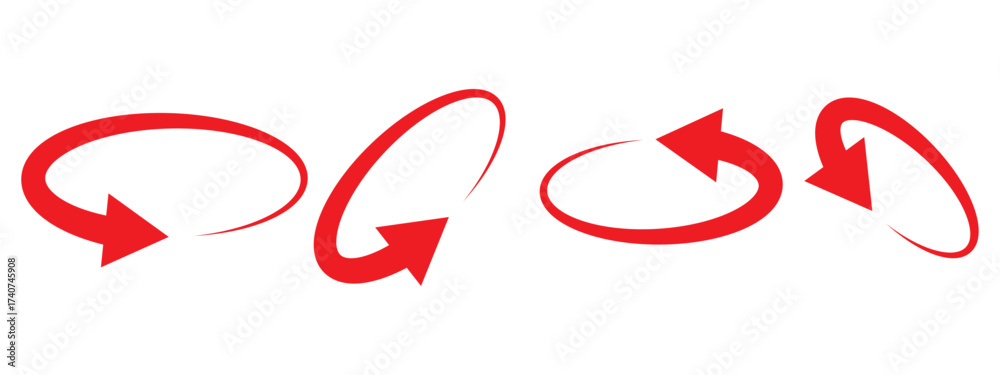 Wall mural rotate arrow set. circle arrows. round reload or repeat icon on white background.