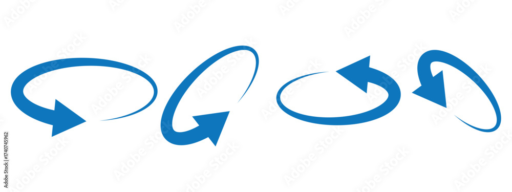 Wall mural rotate arrow set. circle arrows. round reload or repeat icon on white background.