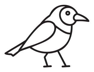 Obraz premium Black outline of a simple bird standing, featuring a distinct beak and tail with minimalistic design.