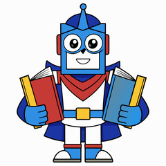 cartoon superhero with books