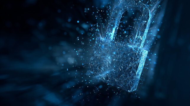Modern digital network padlock secures data, offering peace of mind with advanced encryption technology and strong cybersecurity protection for online safety - Powered by Adobe
