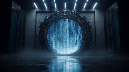 Steampunk Portal to Digital Reality, Explore Cutting-Edge Technology, Futuristic Innovation, Enter the Matrix, Cyberpunk Aesthetic, Science Fiction Inspiration