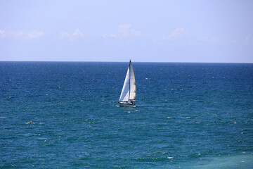 Sailboat on the Algarve coast, Albufeira, Portugal