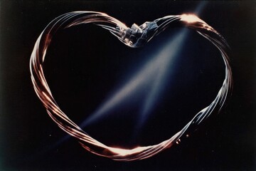 Glowing heart shape formed by intertwining lines and soft light