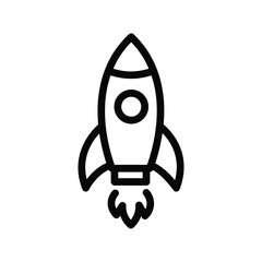 Rocket launch line icon, start up and innovation symbol, simple outline style on white background