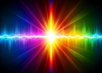 Fototapeta premium Vibrant rainbow spectrum sound wave explosion of light and color