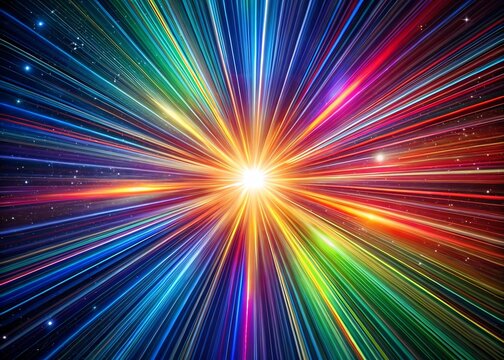 Explosion of vibrant colors streaking outward from a bright central light source