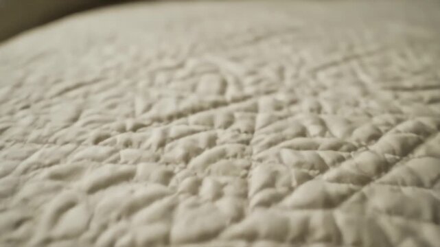Soft beige quilted fabric surface, comfortable texture detail