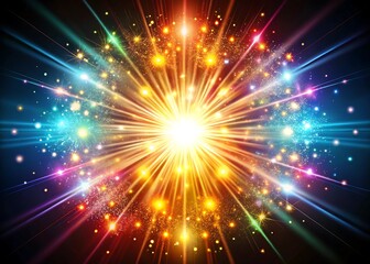 Obraz premium Explosion of vibrant colors and light emanating from a central bright source