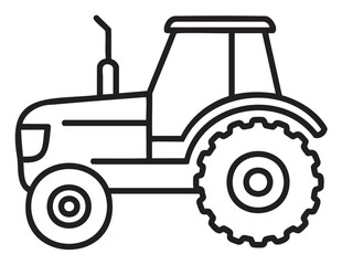 Obraz premium Simple black outline of a tractor with large rear wheels and a visible exhaust pipe, ideal for agricultural and farming themes.
