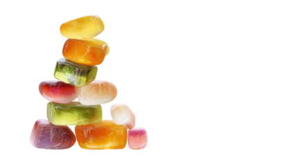 Floating crystal candy tower background isolated on a Transparent background, PNG file.