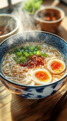 Delicious ramen bowl cozy restaurant food photography indoor setting close-up view culinary delight