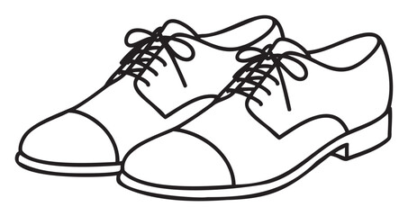 Black outline vector illustration of a pair of classic lace-up dress shoes with a sleek, minimalist design.