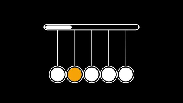 Newton's cradle demonstrates momentum transfer with swinging orbs physics concept animation