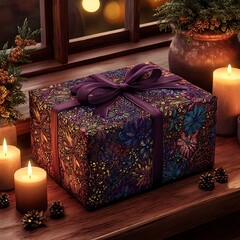 christmas gift box with red ribbon
