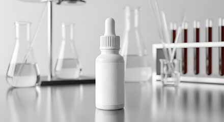 Laboratory Equipment with Dropper Bottle and Test Tubes