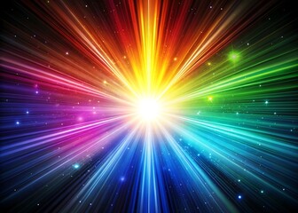 Naklejka premium Vibrant rainbow light burst radiating from a bright central star