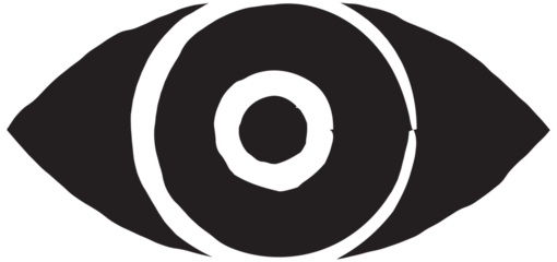 Stylized Dark Gray Eye Symbol with Concentric Circular Details