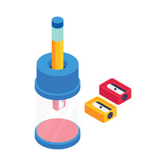 Fototapeta premium Sharpener Cylinder Isometric vector Illustration 