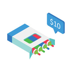 Crayons Price Isometric vector Illustration 