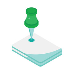 Thumb Pin Isometric vector Illustration 
