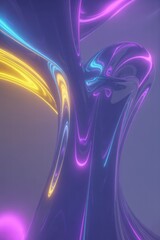 Abstract neon glowing liquid, futuristic fluid lines, vibrant purple and blue light, dynamic abstract form, modern energy flow