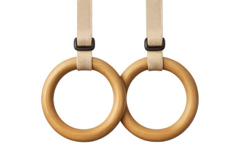 Wooden gymnastic rings hanging for fitness exercise