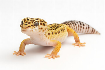 Naklejka premium 白背景のヒョウモントカゲモドキ｜Leopard Gecko on White Background