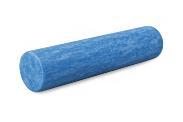 Blue foam roller for muscle recovery on transparent background