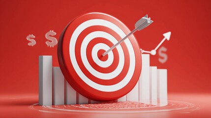 A red target with an arrow in the center, representing business goals and success.