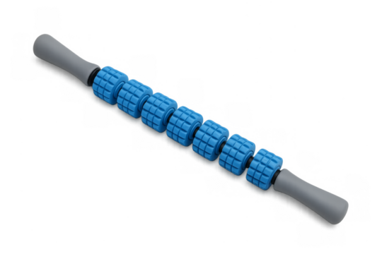 Blue muscle massage roller for fitness recovery