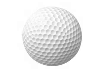 Golf ball with dimples on transparent background