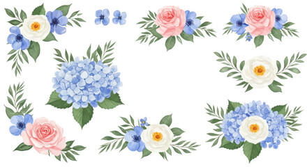 Floral Ensemble: An assortment of delicate flowers gracefully arranged, displaying a symphony of colors and textures, offering a vibrant touch of nature's artistry.