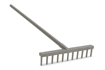 Garden rake with metal tines for yard work