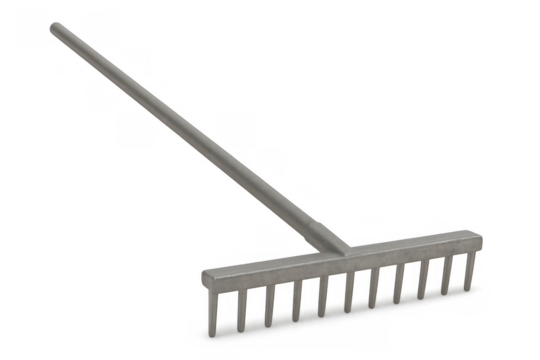 Garden rake with metal tines for yard work