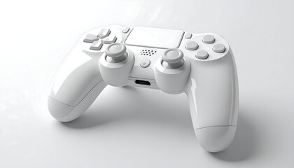 All-white gaming controller on white surface