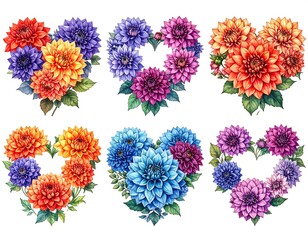 Floral Heart Collection - Vibrant Dahlia Arrangements for Love and Celebration.