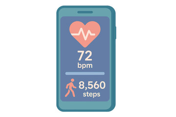 Modern heart rate and step counter on smartphone with simplistic user interface