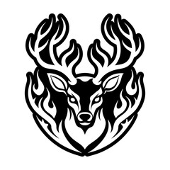 Set of Glyph Style Wild Deer Icons 

