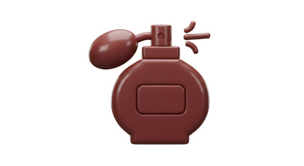 Obraz premium Stylized Dark Red Perfume Bottle with Spherical Atomizer Bulb on Transparent Background