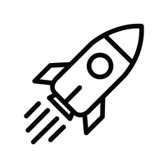 Rocket launch line icon, start up and innovation symbol, simple outline style on white background