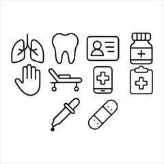 vector set of medical icons.