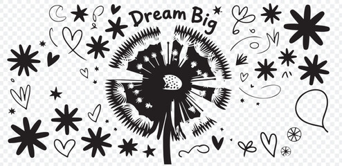 Inspirational Dream Big Dandelion Doodle