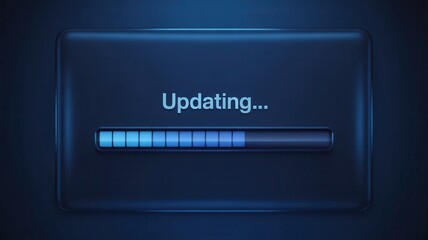 Captivating blue loading bar with 'Updating...' text signifies progress and digital transformation for modern technology projects